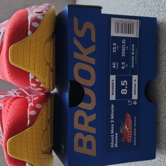 Brooks Ghost Max Minnie Mouse in  Red and White Sneakers - Picture 8 of 8
